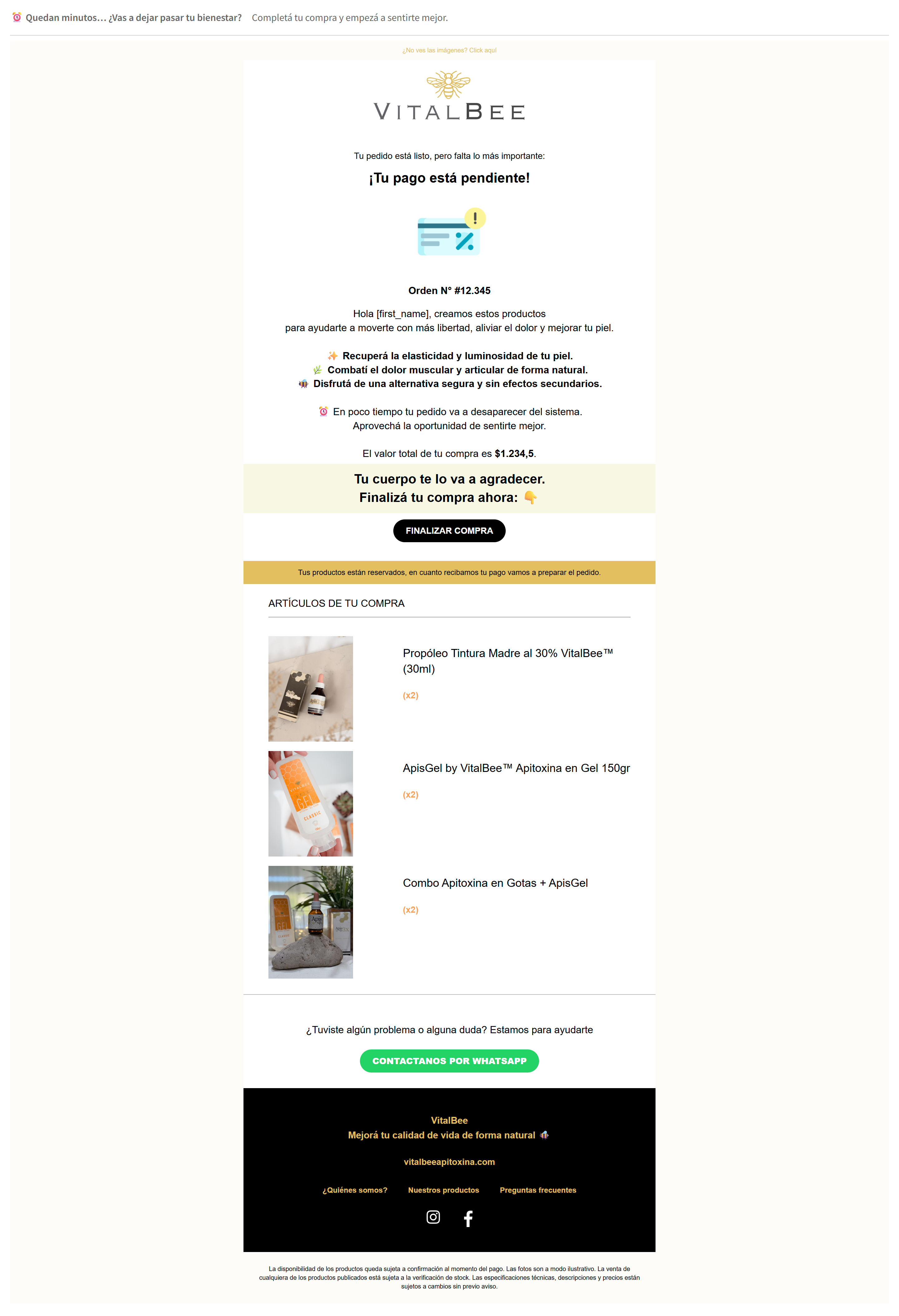 Recuperación de Carrito - VitalBee